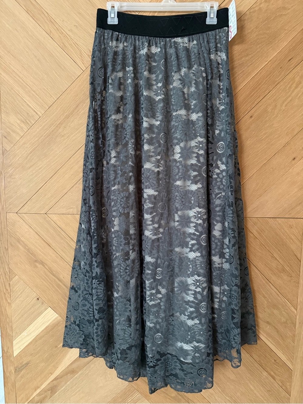 LuLaRoe Gray Lace  Lucy Maxi Skirt